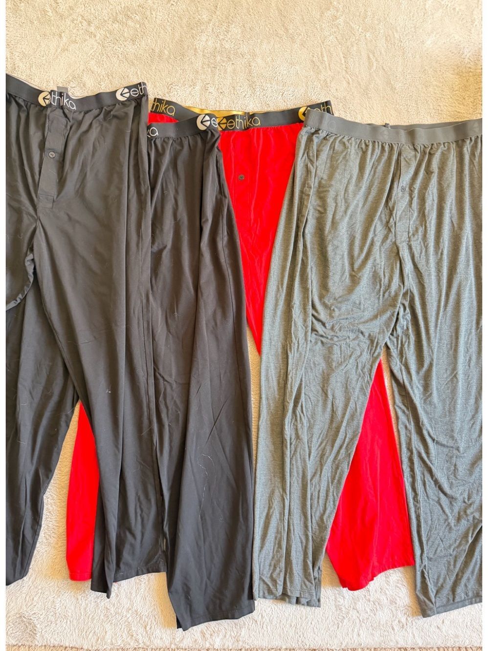 Ethika Black, Red & Gray Men’s Lounge Pants, Set of 4 size XL